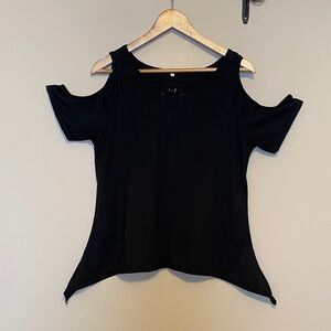 Elegant Black Cold Shoulder Blouse